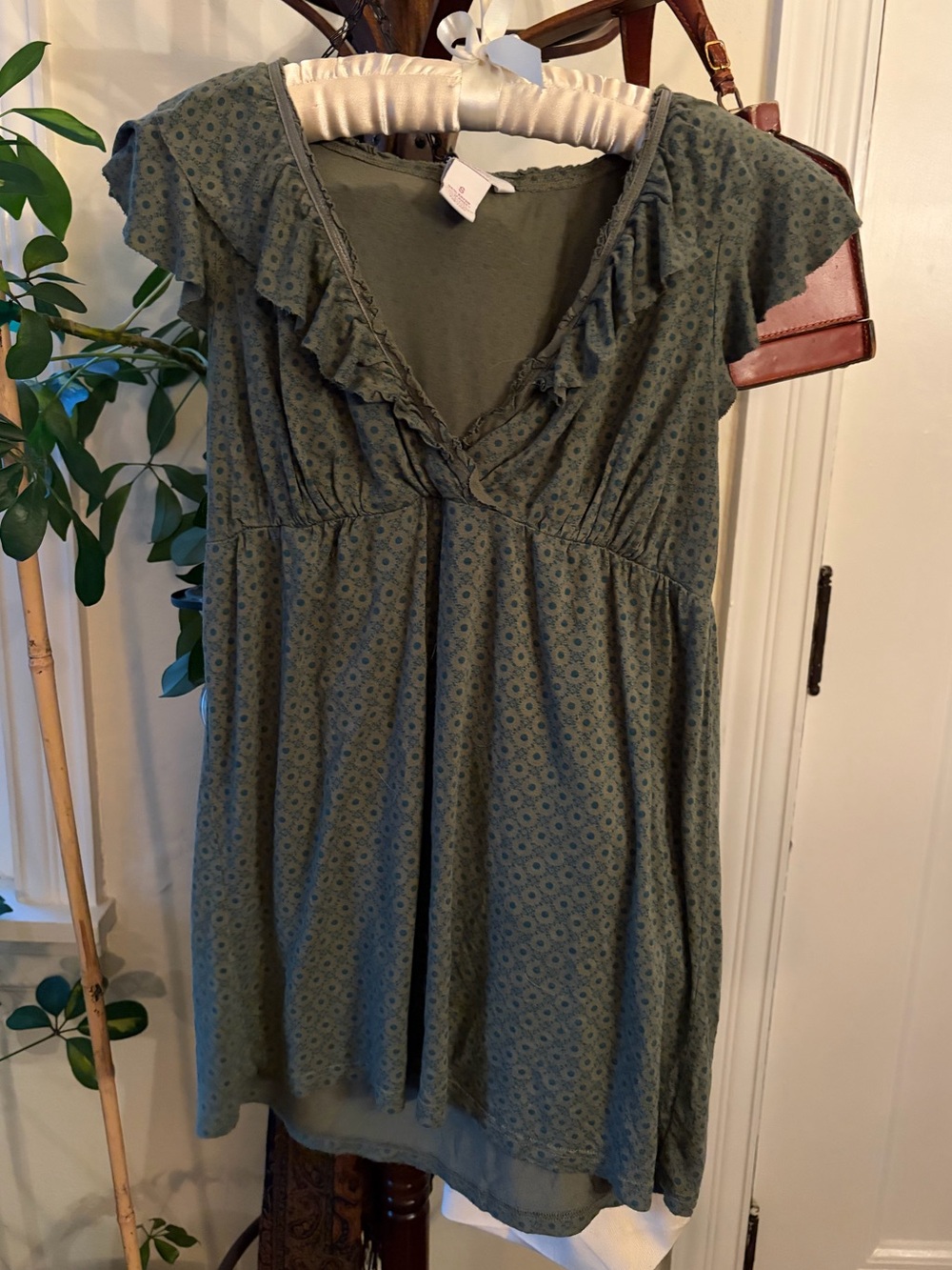 Olive Green babydoll ruffle blouse blouse